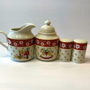 Vintage Charlton Hall Kobe Holiday Ceramic Set 5pc